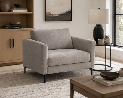 LOOMLAN Custom Upholstery Maison Elegant High Armrest Fabric & Leather Accent Chair
