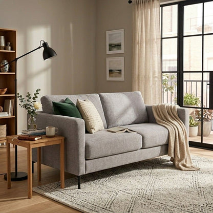 LOOMLAN Custom Upholstery Maison Elegant High Armrest Fabric & Leather Loveseat