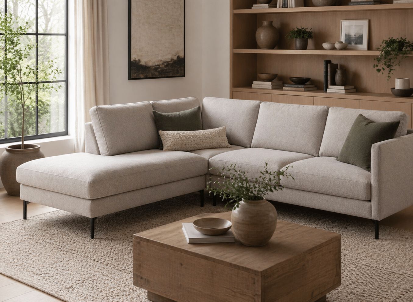 LOOMLAN Custom Upholstery Maison Elegant High Armrest Fabric & Leather Modular Sofa
