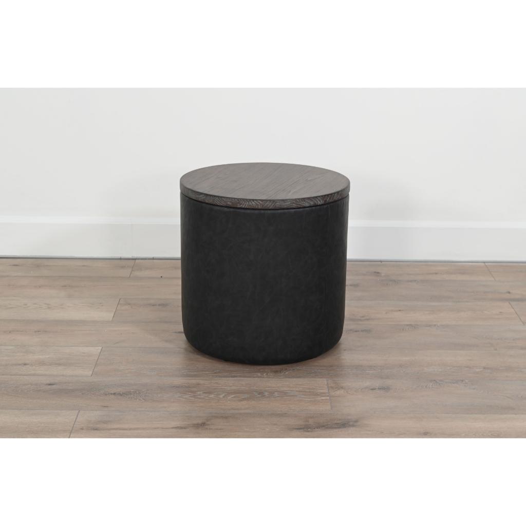 Sunny D Malibu Martini Round Storage Ottoman with Wood Lid