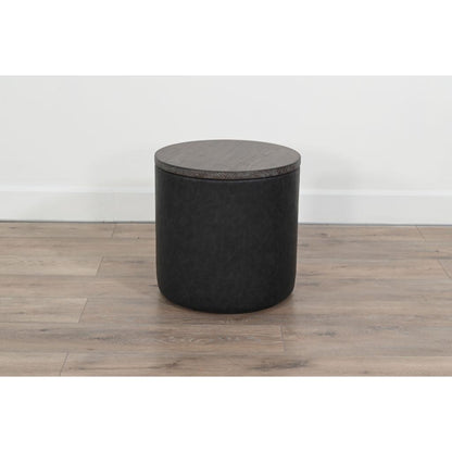 Sunny D Malibu Martini Round Storage Ottoman with Wood Lid