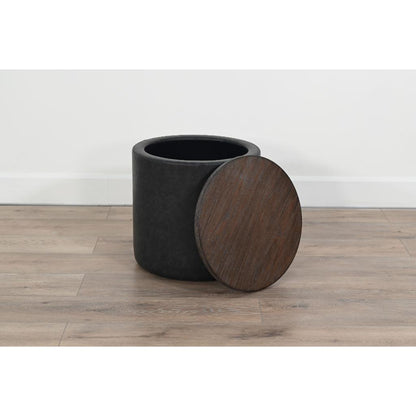 Sunny D Malibu Martini Round Storage Ottoman with Wood Lid