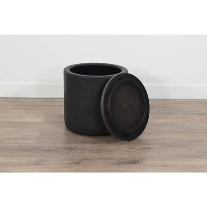 Sunny D Malibu Martini Round Storage Ottoman with Wood Lid