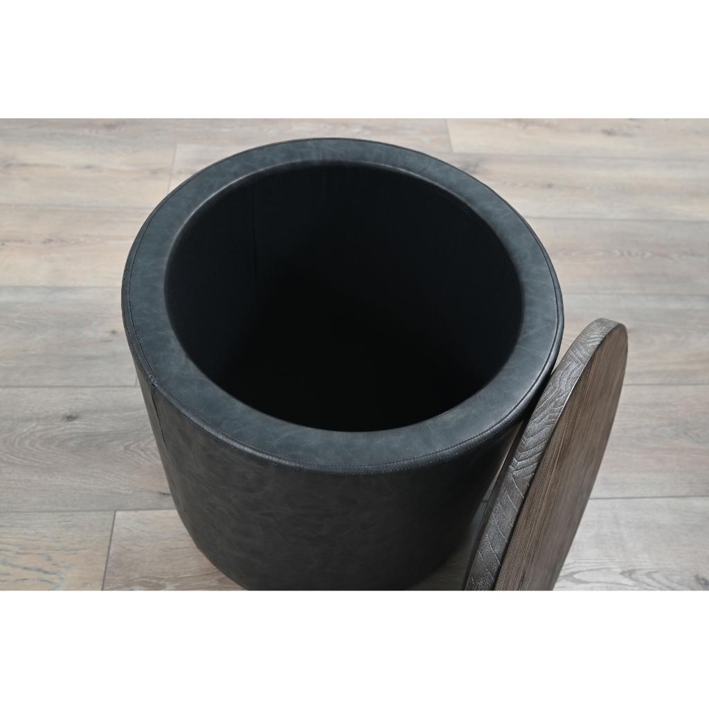 Sunny D Malibu Martini Round Storage Ottoman with Wood Lid