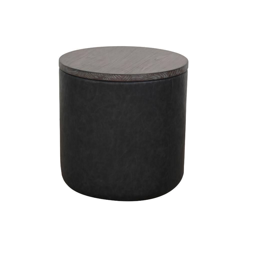 Sunny D Malibu Martini Round Storage Ottoman with Wood Lid