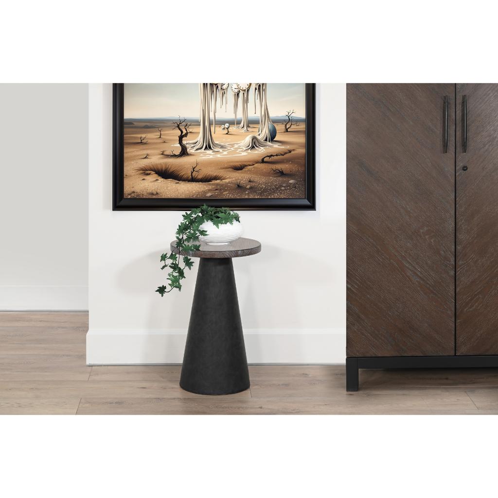 Sunny D Malibu Martini Wood Top Round Side Table