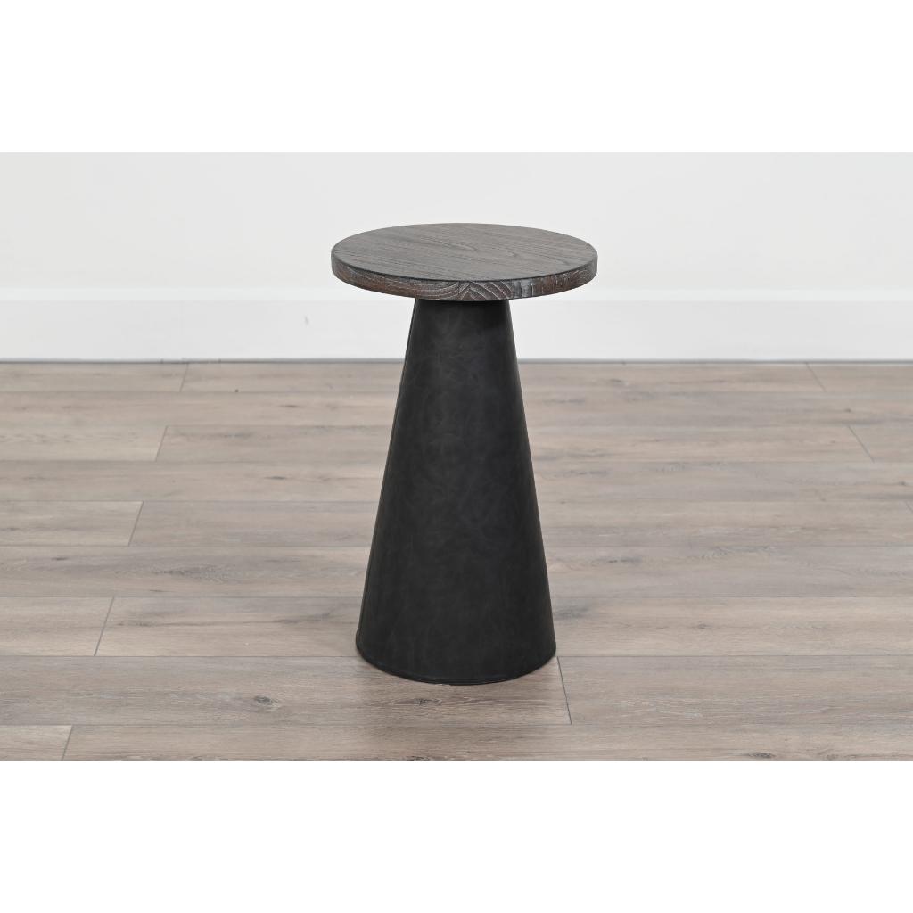 Sunny D Malibu Martini Wood Top Round Side Table