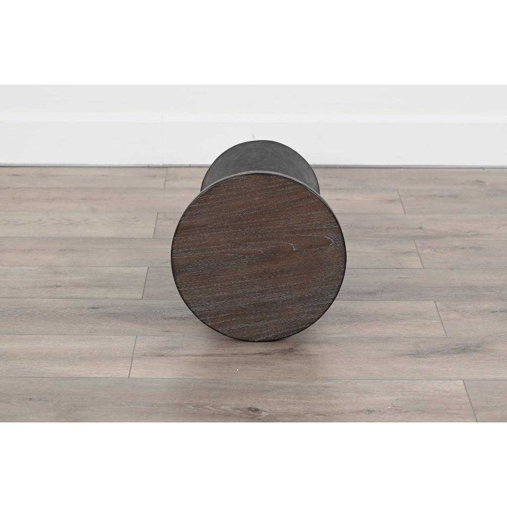 Sunny D Malibu Martini Wood Top Round Side Table