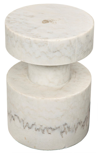 Mamud Marble White Round Side Table-Side Tables-Noir-Sideboards and Things