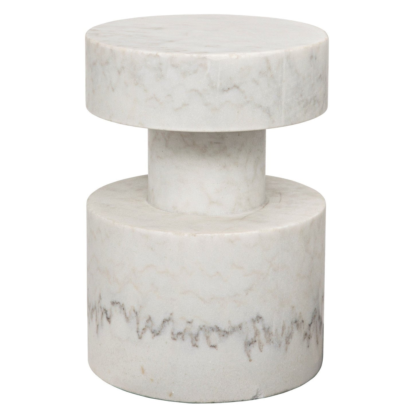 Mamud Marble White Round Side Table-Side Tables-Noir-Sideboards and Things