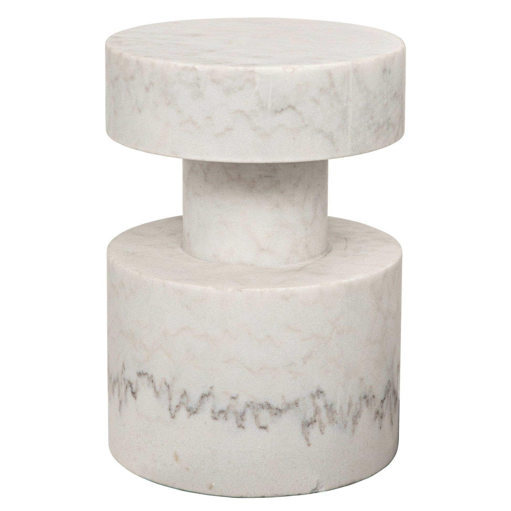 Mamud Marble White Round Side Table-Side Tables-Noir-Sideboards and Things