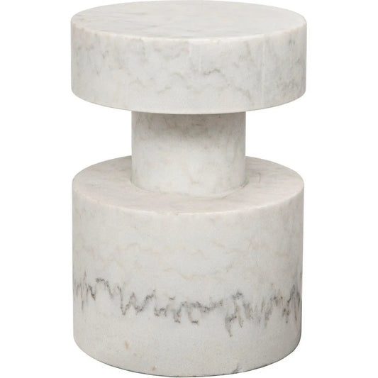 Noir Mamud Marble White Round Side Table
