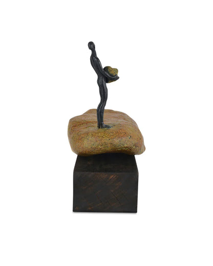 Man on Rock Bronze Minimalist Design Sculpture