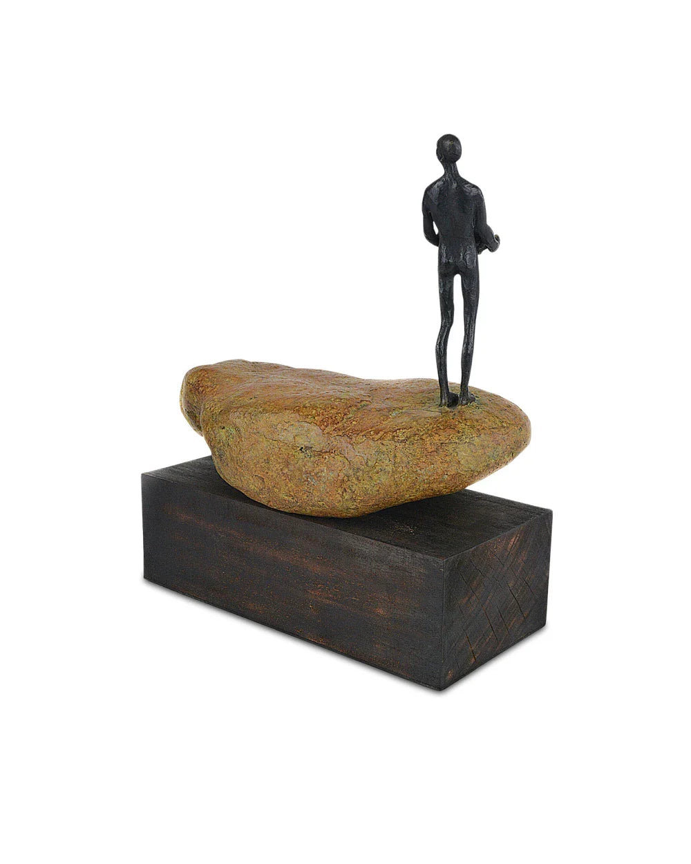 Man on Rock Bronze Minimalist Design Sculpture