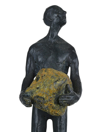 Man on Rock Bronze Minimalist Design Sculpture