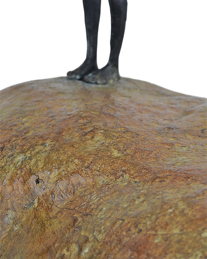 Man on Rock Bronze Minimalist Design Sculpture