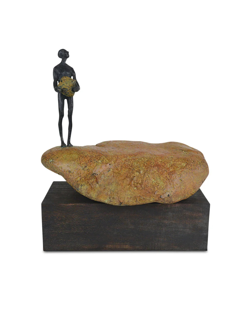 Man on Rock Bronze Minimalist Design Sculpture