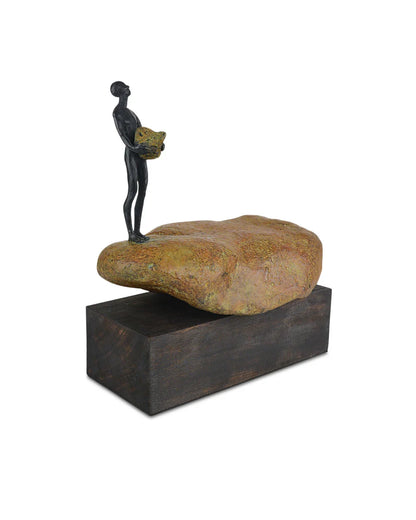 Man on Rock Bronze Minimalist Design Sculpture