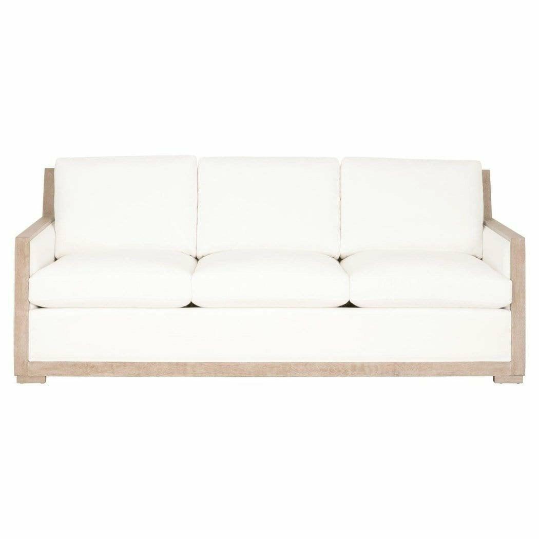 Manhattan 85" Wood Trim Sofa LiveSmart Peyton-Pearl Natural Oak Sofas & Loveseats Sideboards and Things By Essentials For Living