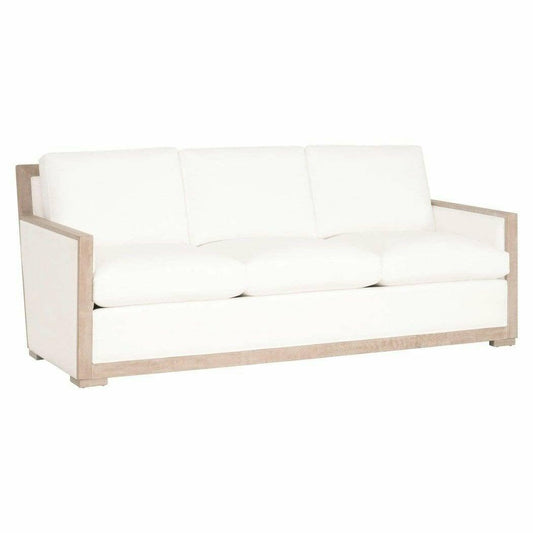 Manhattan 85" Wood Trim Sofa LiveSmart Peyton-Pearl Natural Oak Sofas & Loveseats Sideboards and Things By Essentials For Living