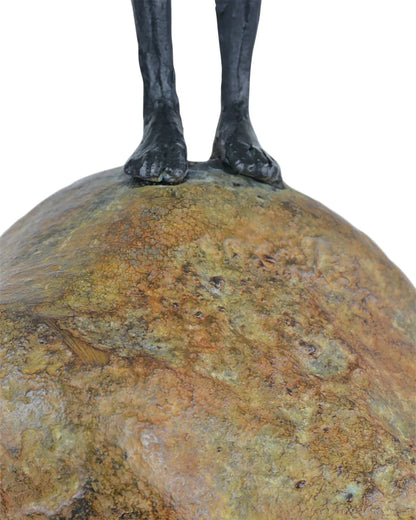 Man on Rock Bronze Minimalist Design Sculpture