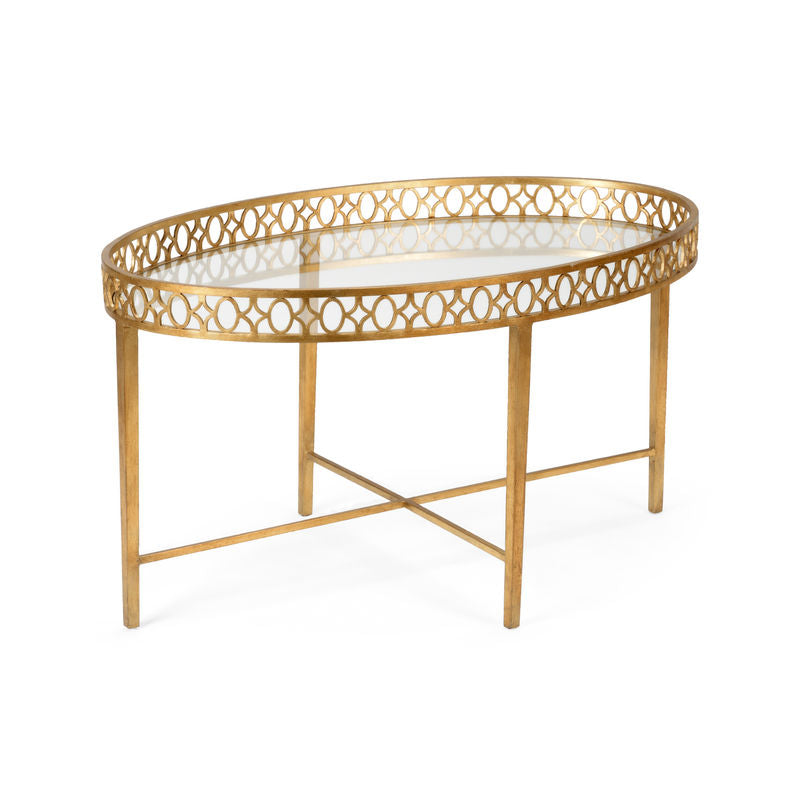 Manor House Iron Framed Oval Cocktail Table-Coffee Tables-Wildwood-LOOMLAN
