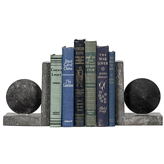 Marble Bookends Sculpture-Statues & Sculptures-Noir-Sideboards and Things