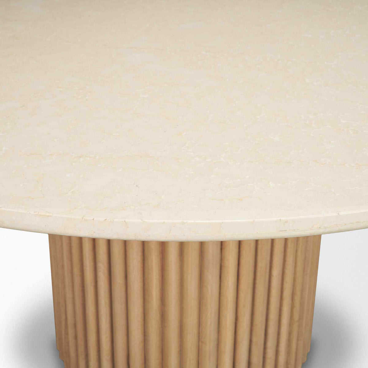 Mercana Marbrello Botticino Marble Top Round Dining Table