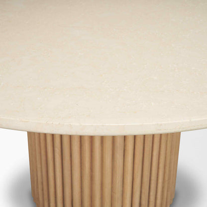 Mercana Marbrello Botticino Marble Top Round Dining Table
