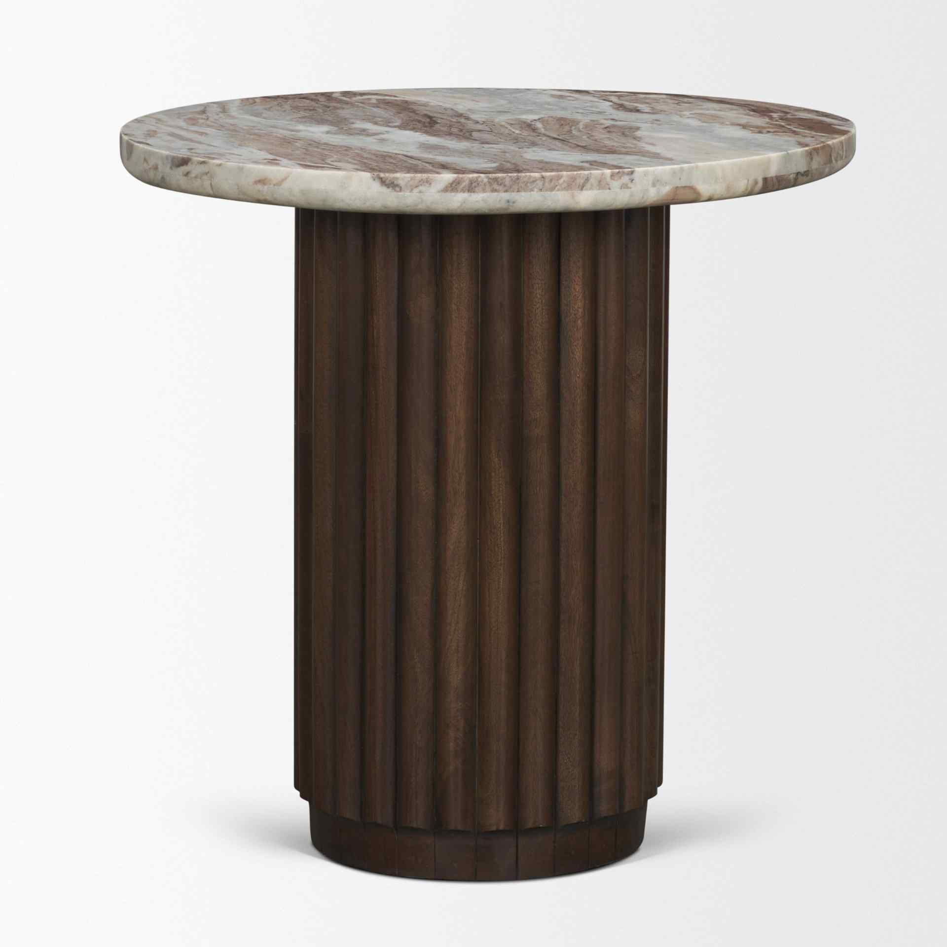 Mercana Marbrello Pink Marble Top Round Side Table