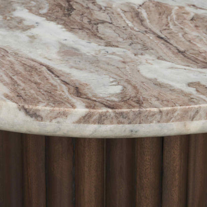Mercana Marbrello Pink Marble Top Round Side Table