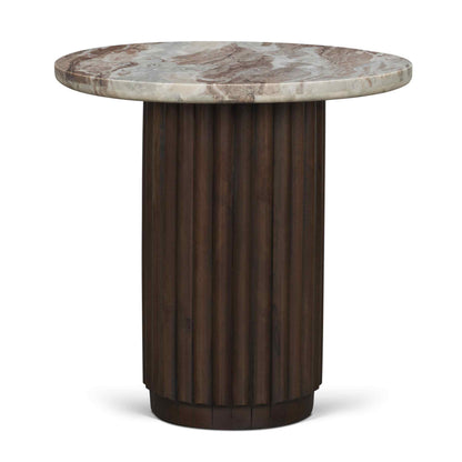 Mercana Marbrello Pink Marble Top Round Side Table