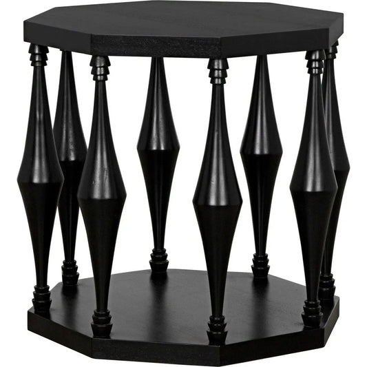 Noir Marceo Side Table, Hand Rubbed Black