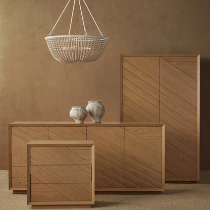 Margot Natural Oak Velvet-Lined Drawers Credenza