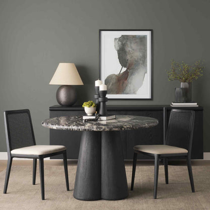 Marilyn Black Forest Marble Top Round Dining Table