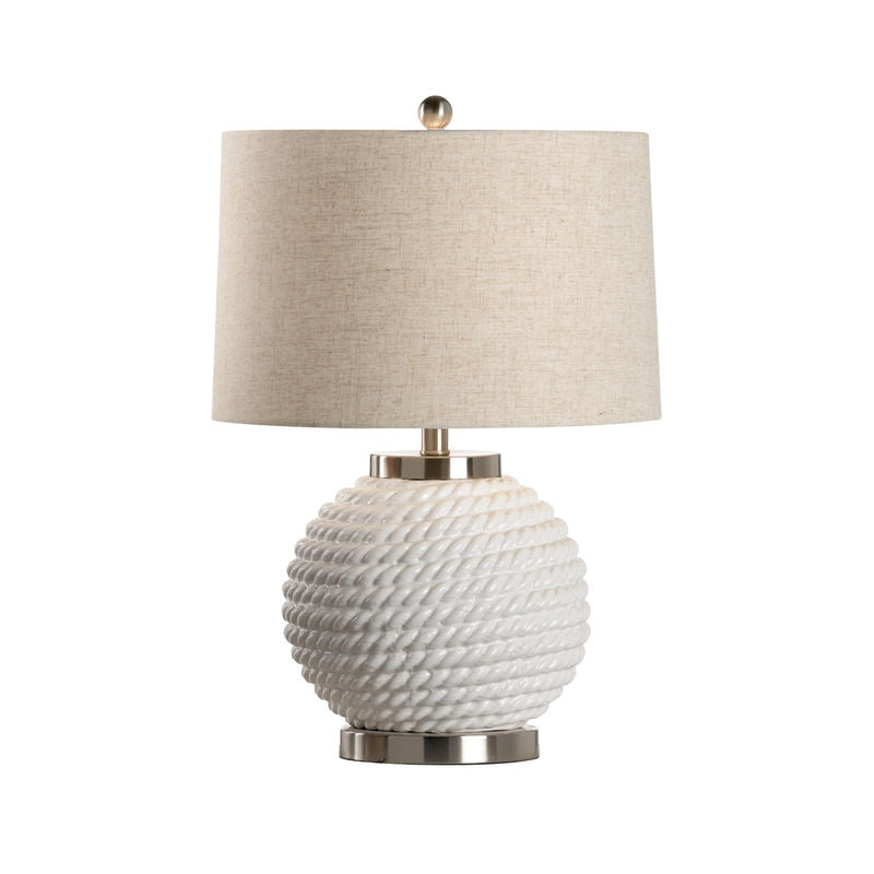 Marina White Glazed Ceramic Table Lamp - Ice-Table Lamps-Wildwood-LOOMLAN