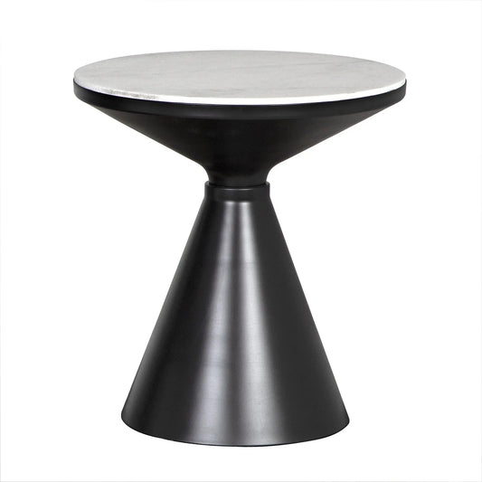 Marley Steel and Marble Round Side Table-Side Tables-Noir-Sideboards and Things