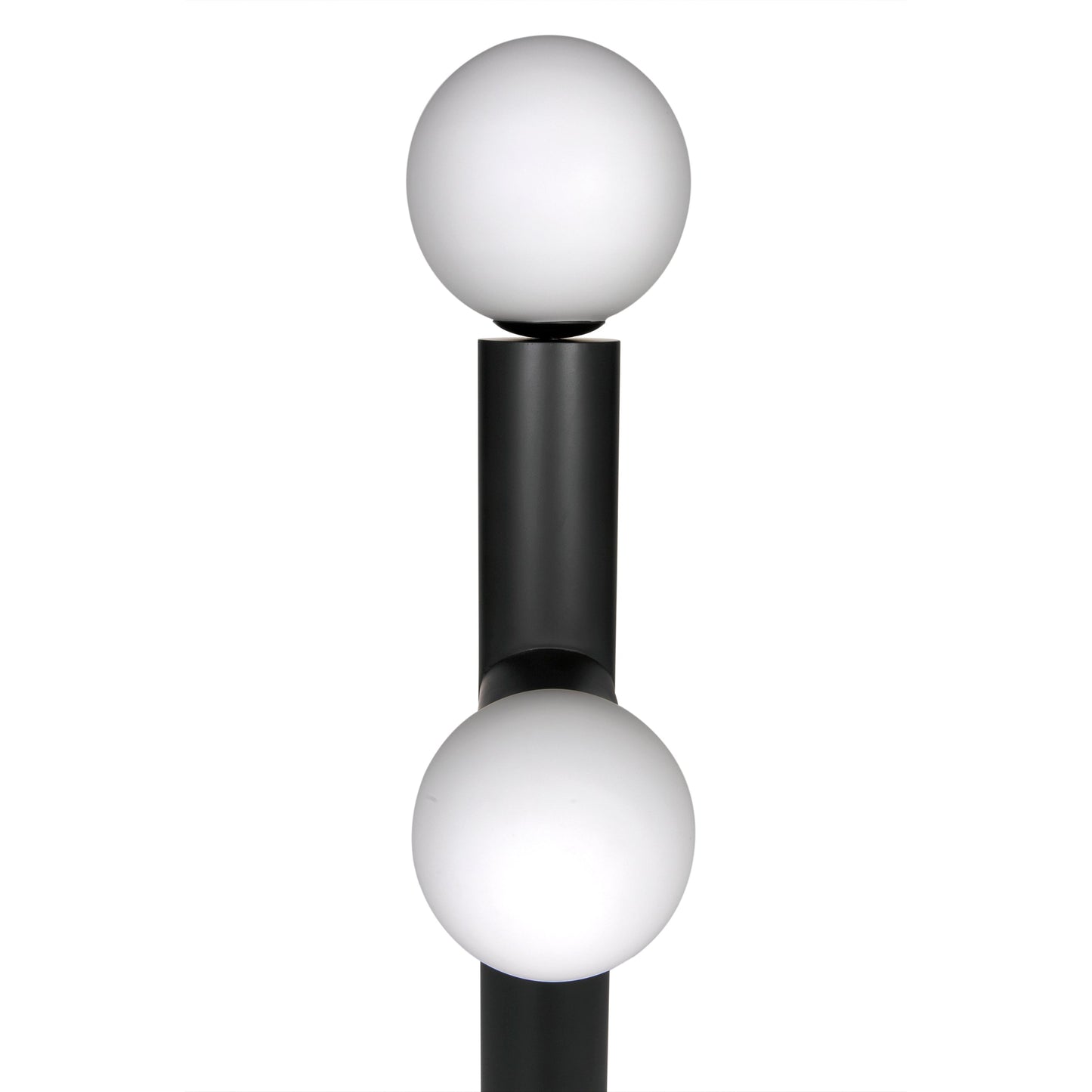 Marlowe Steel and Frosted Globe Floor Lamp-Floor Lamps-Noir-Sideboards and Things