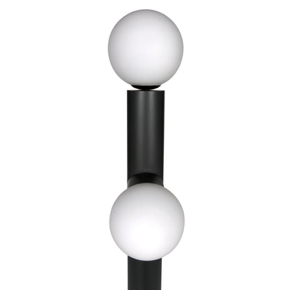 Marlowe Steel and Frosted Globe Floor Lamp-Floor Lamps-Noir-Sideboards and Things