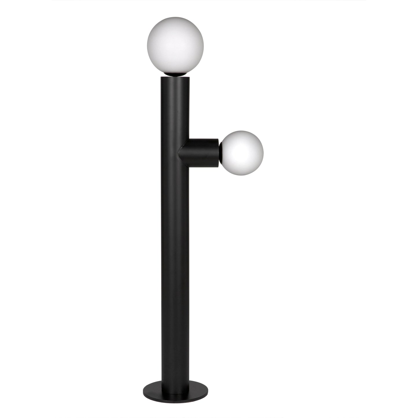 Marlowe Steel and Frosted Globe Floor Lamp-Floor Lamps-Noir-Sideboards and Things