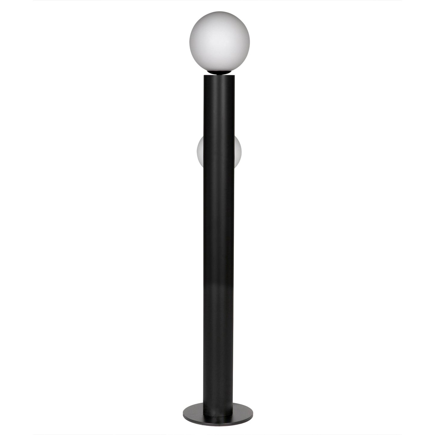 Marlowe Steel and Frosted Globe Floor Lamp-Floor Lamps-Noir-Sideboards and Things