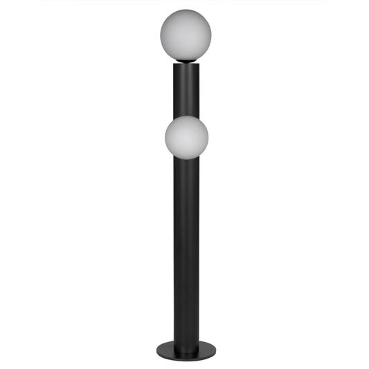 Marlowe Steel and Frosted Globe Floor Lamp-Floor Lamps-Noir-Sideboards and Things