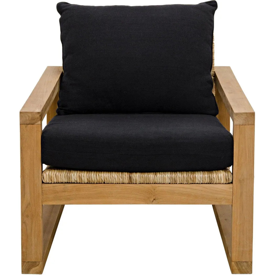 Martin Teak Frame Arm Chair With Black Woven