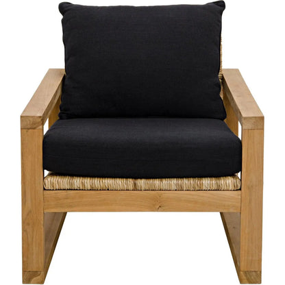 Martin Teak Frame Arm Chair With Black Woven
