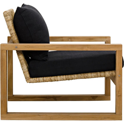 Martin Teak Frame Arm Chair With Black Woven