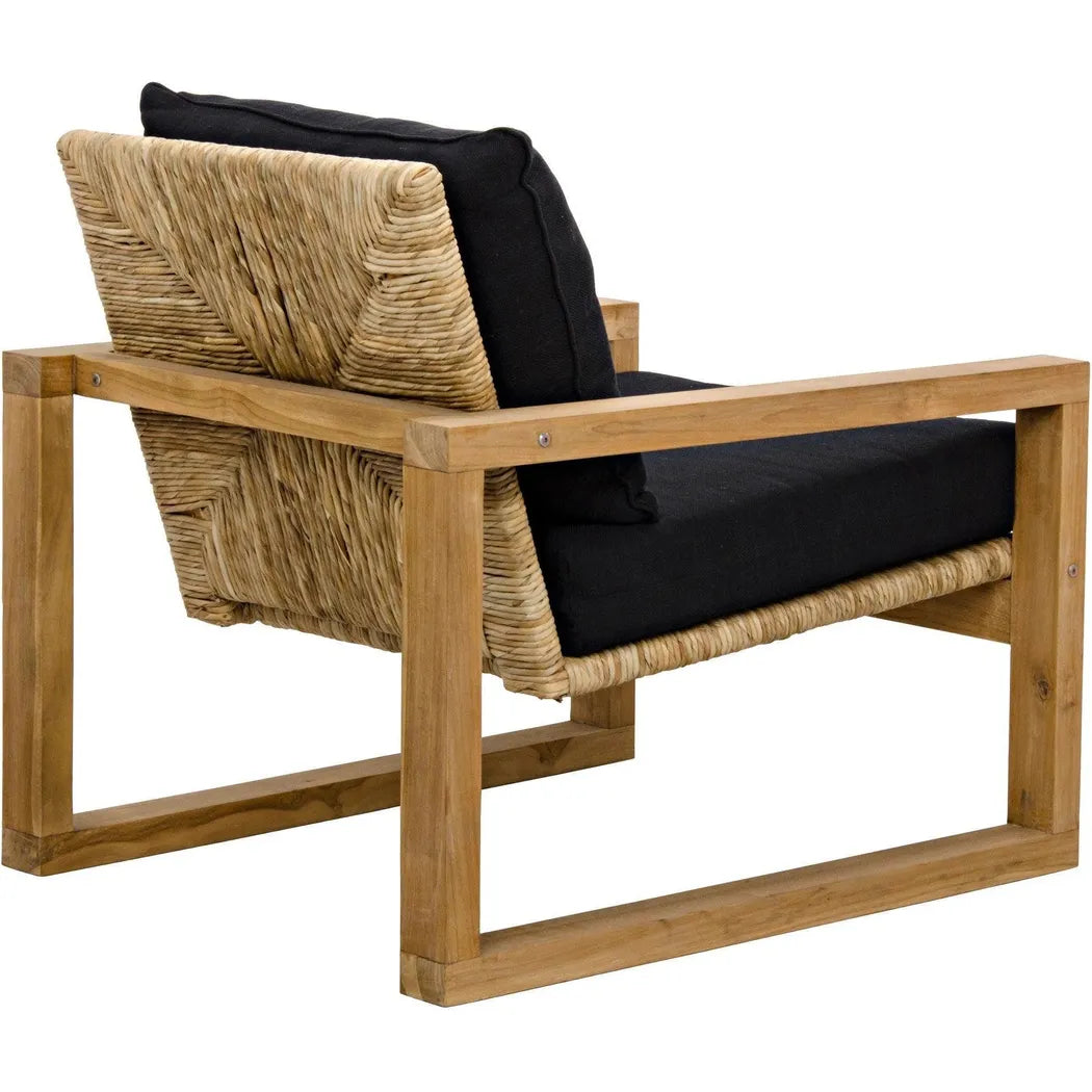 Martin Teak Frame Arm Chair With Black Woven