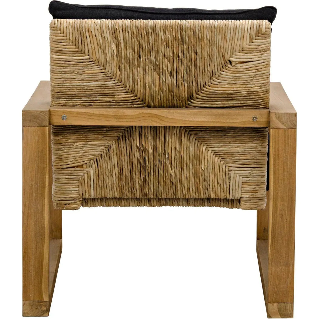 Martin Teak Frame Arm Chair With Black Woven