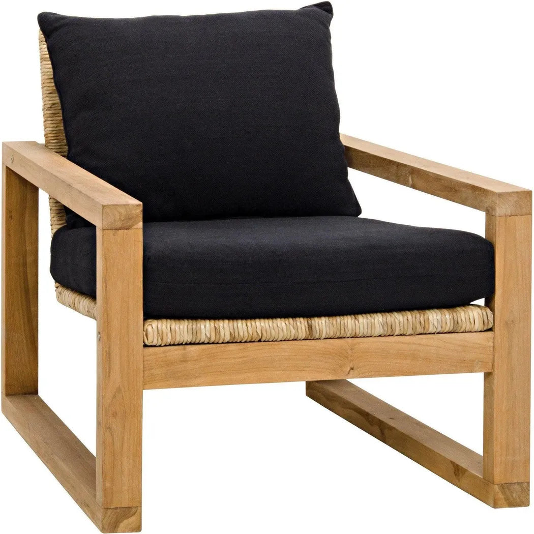 Martin Teak Frame Arm Chair With Black Woven