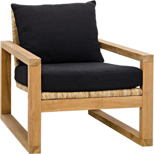 Noir Martin Teak Frame Arm Chair With Black Woven