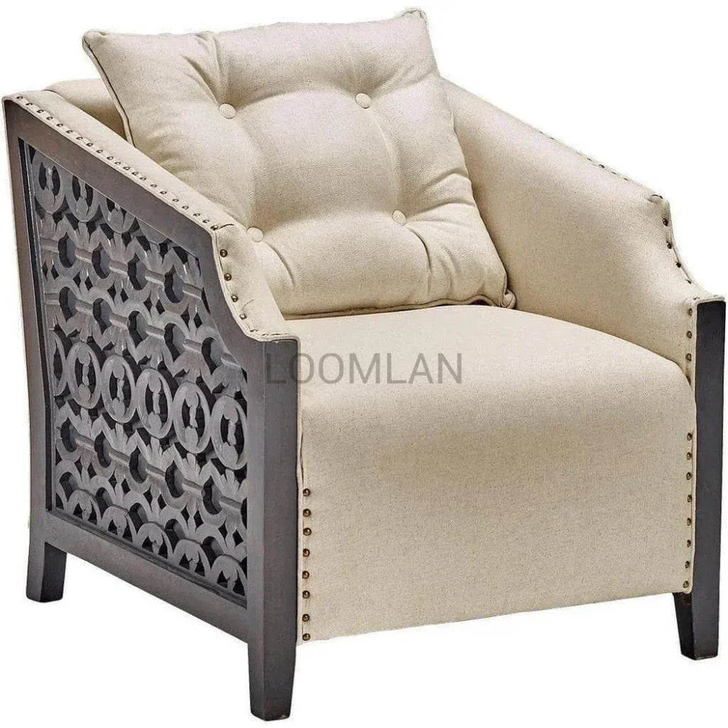 LOOMLAN Marveth Hand Panels Club Chair with Throw Pillow